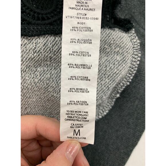 Fabletics Vest Womens M Medium Asymmetric Zip Lace Inserts Gray Hoodie Saige - Picture 10 of 14